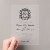 Elegantes Schwarzes Monogramm Wappen Hochzeit Acryleinladungen (Insitu (Handheld))