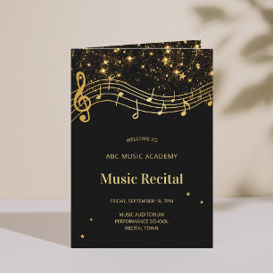 Elegantes schwarzes Musik-Recital-Programm in Gold Einladung