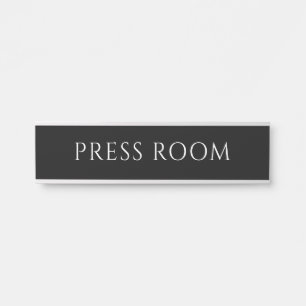 Elegantes schwarzes Namensschild für den Presserau