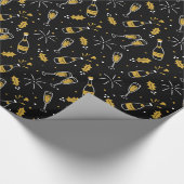 Elegantes Schwarzes Neues Jahr Geschenkpapier (Ecke)