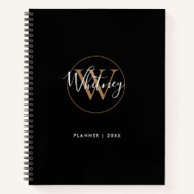 Elegantes schwarzes Notizbuch mit goldenem Schrift