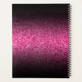 Elegantes Schwarzes Ombre Hot Pink Glitzer Monogra Planer (Rückseite)