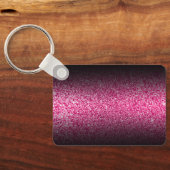 Elegantes Schwarzes Ombre Hot Pink Imitats Glitzer Schlüsselanhänger (Rückseite)