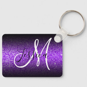Elegantes schwarzes Ombre-Violett-falsches Glitter Schlüsselanhänger