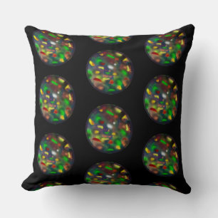 Elegantes schwarzes Opal-Juwelenmuster auf Schwarz Kissen