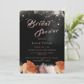 Elegantes Schwarzes Orange Minimalistisches Brautp Einladung (Stehend Vorderseite)