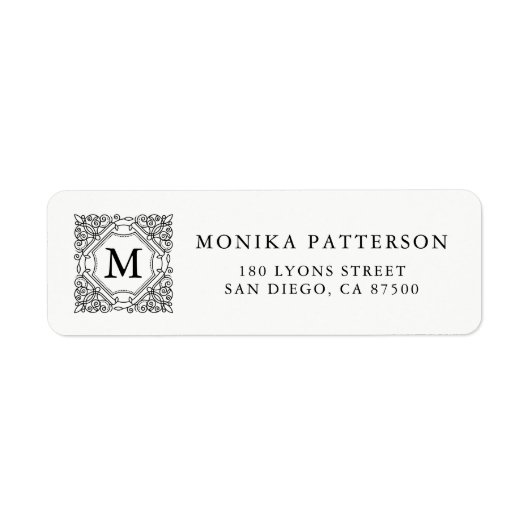 Elegantes Schwarzes Ornamental-Rahmen-Monogramm-Et (Vorne)