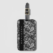 Elegantes schwarzes Paisley Gepäckanhänger (Vorderseite Vertikal)