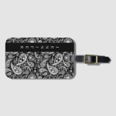 Elegantes schwarzes Paisley Gepäckanhänger (Vorderseite (Horizontal))