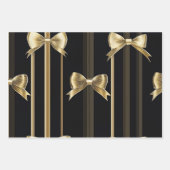 Elegantes schwarzes Papier mit goldenem Bow-Design (Vorderseite 3)