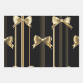 Elegantes schwarzes Papier mit goldenem Bow-Design (Vorderseite 2)