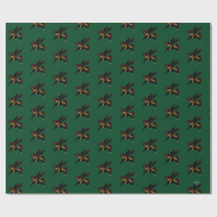 Elegantes Schwarzes Pegasus Vintage-Karussellpferd Geschenkpapier