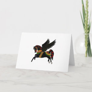 Elegantes schwarzes Pegasus-Vintage-Karussellpferd Karte
