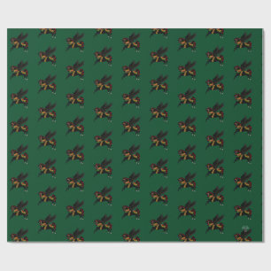Elegantes schwarzes Pegasus-Walzenpferd im Vintage Geschenkpapier