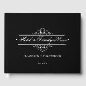 Elegantes Schwarzes Personalisiertes Hotel oder Fa Gästebuch (Vorderseite)