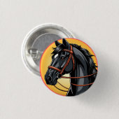 Elegantes Schwarzes Pferd Button (Vorne & Hinten)