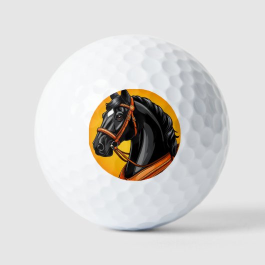 Elegantes Schwarzes Pferd Golfball (Vorderseite)