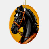 Elegantes Schwarzes Pferd Keramik Ornament (Rechts)