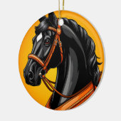 Elegantes Schwarzes Pferd Keramik Ornament (Links)