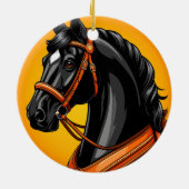 Elegantes Schwarzes Pferd Keramik Ornament (Hinten)