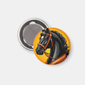 Elegantes Schwarzes Pferd Magnet (Vorderseite/Rückseite)