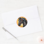 Elegantes Schwarzes Pferd Runder Aufkleber (Umschlag)