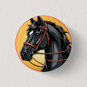 Elegantes schwarzes Pferdeporträt Button