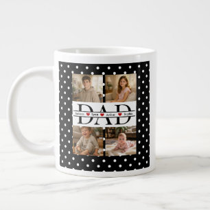 Elegantes schwarzes Polka-Dot-4-Foto-Personalisier Jumbo-Tasse