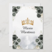 Elegantes Schwarzes Prinzesskleid Floral Quiñceane Einladung (Rückseite)