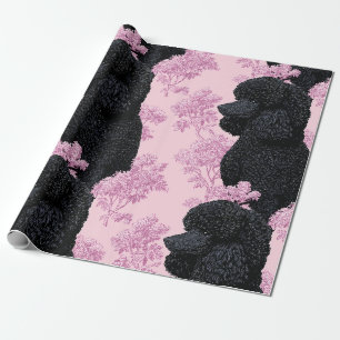 Elegantes schwarzes Pudel Botanik-Geschenkpapier Geschenkpapier