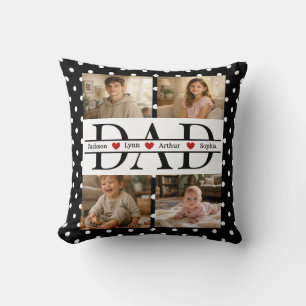 Elegantes schwarzes Punkte-4-Foto-Dad-Geschenk Kissen