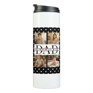 Elegantes schwarzes Punkte-4-Foto-Dad-Geschenk Thermosbecher