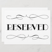 Elegantes schwarzes Reservierungszeichen für Hochz Einladung (Vorne/Hinten)