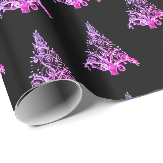 Elegantes schwarzes rosa lila geschenkpapier (Rolleneckpunkt)