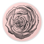 Elegantes Schwarzes Rosa Pariser Rose Blossom Blum Keramikknauf (Vorderseite)