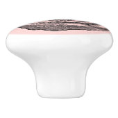 Elegantes Schwarzes Rosa Pariser Rose Blossom Blum Keramikknauf (Seitenansicht)