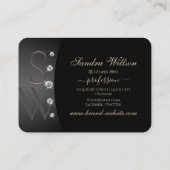 Elegantes Schwarzes Rose Gold mit Diamanten und Mo Visitenkarte (Rückseite)