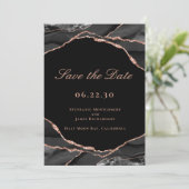 Elegantes Schwarzes Rose Goldenes Paradies für Hoc Save The Date (Stehend Vorderseite)
