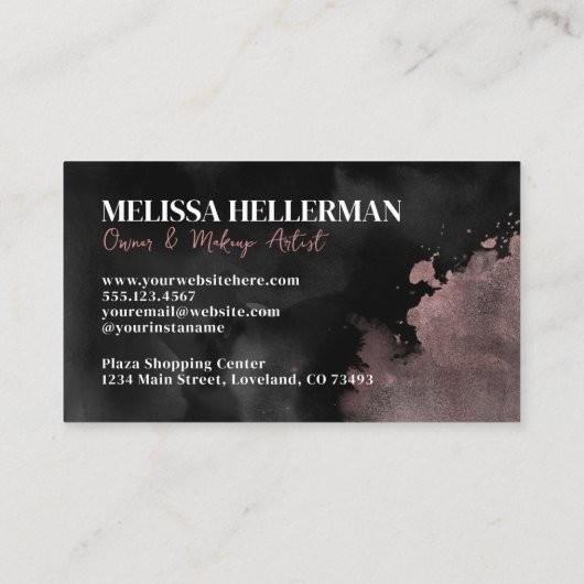 Elegantes Schwarzes Rose-Monogramm Visitenkarte (Rückseite)