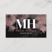 Elegantes Schwarzes Rose-Monogramm Visitenkarte (Vorderseite)