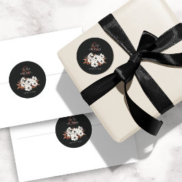 Elegantes Schwarzes Rostflor Runder Aufkleber