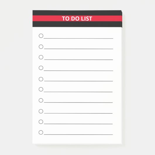Elegantes Schwarzes Rot Personalisiert zu tun List Post-it Klebezettel (Vorderseite)
