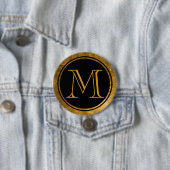 Elegantes Schwarzes Rundgold Gerahmtes Monogramm Button (Beispiel)