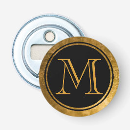 Elegantes Schwarzes Rundgold Gerahmtes Monogramm Flaschenöffner