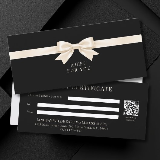 Elegantes schwarzes Schleifen-QR-Code-Geschenk-Zer