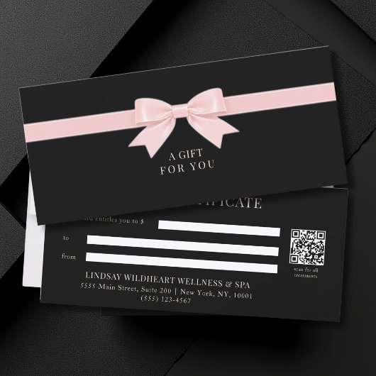 Elegantes schwarzes Schleifen-QR-Code-Geschenkguts