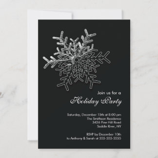 Elegantes Schwarzes Schneeflocken Party Einladung