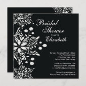 Elegantes Schwarzes Schneeflocken WinterBrautparty Einladung (Vorne/Hinten)