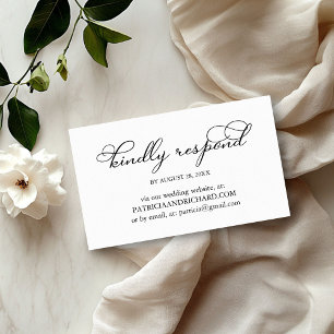 Elegantes schwarzes Schrift Hochzeit Online RSVP Visitenkarte