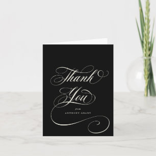Elegantes schwarzes Schriftgraduierungsskript Dankeskarte